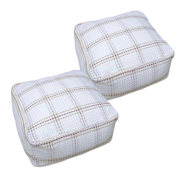 SOGA 2 Pack 40cm Pouffe Cushions Polyester Cotton with EPP Filling