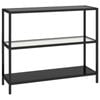 vidaXL Shelf Bookshelf Display Shelving Transparent and Black Tempered Glass