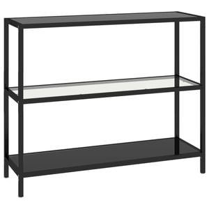 vidaXL Shelf Bookshelf Display Shelving Transparent and Black Tempered Glass