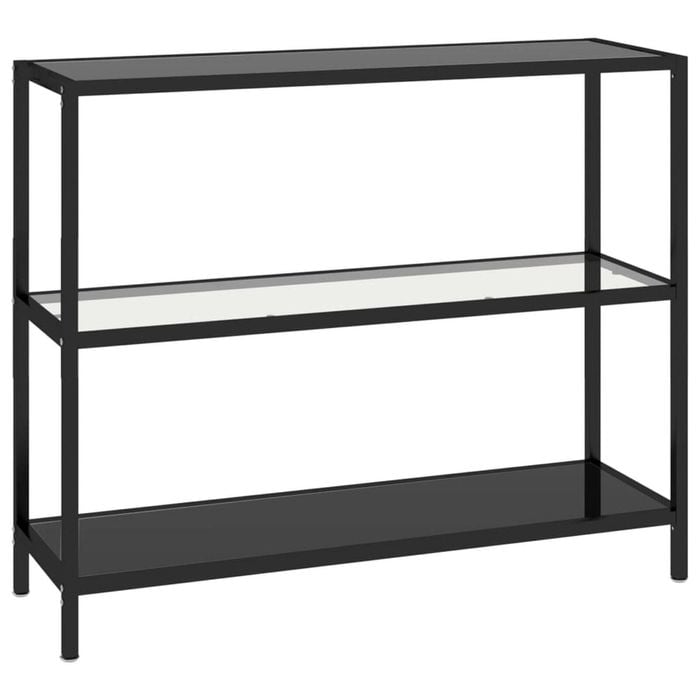 vidaXL Shelf Bookshelf Display Shelving Transparent and Black Tempered Glass