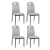 Foret 4 Pcs Grey Fabric Dining Chairs Diamond Stitch Back With Handle Metal Legs