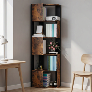 Ufurniture 6 Tier Corner Bookshelf Tall L Shaped Bookcase with Open Shelf Units and Baffle Display Shelf Stand