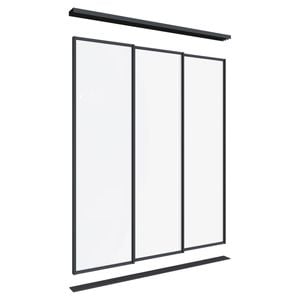 Lugna 2100 x 1800mm Black Optiglass Panel Wardrobe Triple Sliding Doors