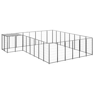 vidaXL Dog Kennel Black 15.73 m² Steel