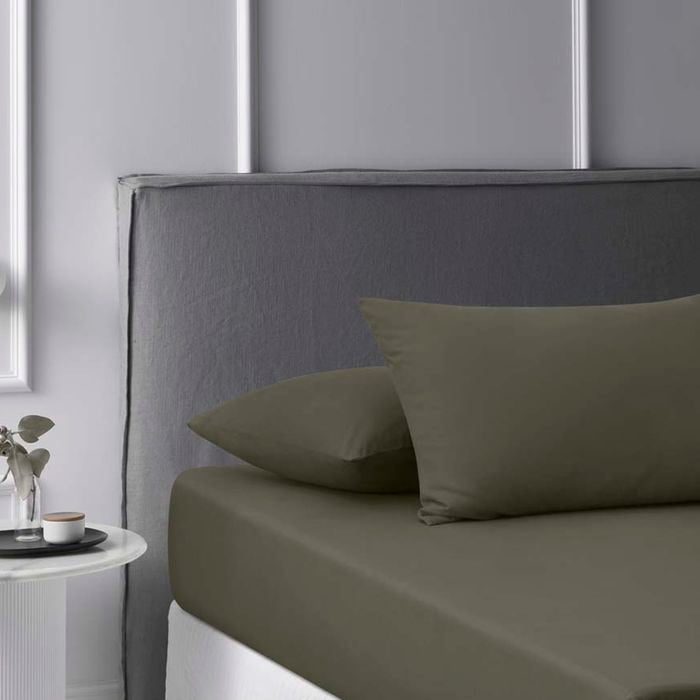 Accessorize Bedroom Collection King Single Dark Grey Caramel Washed Cotton Fitted Sheet Set