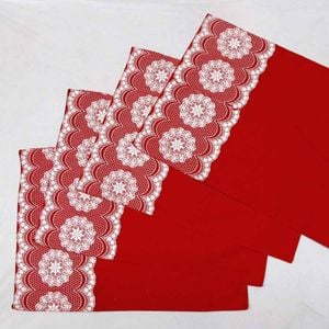 Rapee Set of 4 Cotton Lacey Red Table Placemats 33 x 45 cm