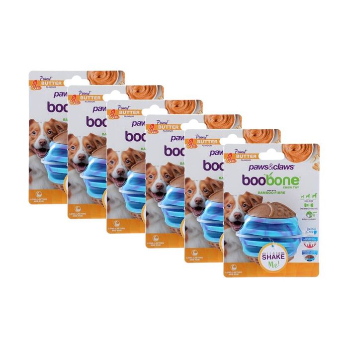 6PK Paws and Claws Boobone TPR Giggle Ball Chicken & Peanut Butter Assorted
