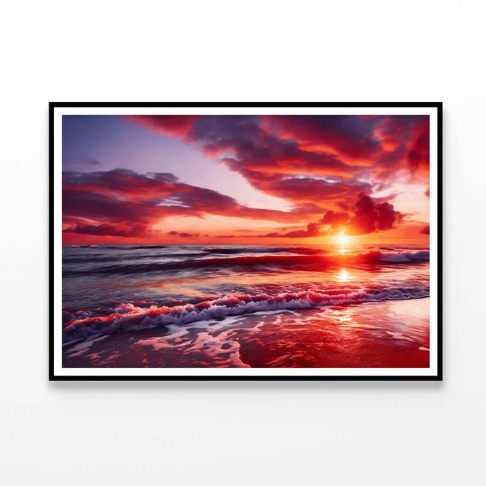 Sunset over a Beach with Sky  Print 100% Australian Made 120x90cm  (Poster)