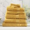 7pc Renee Taylor Stella 650gsm Super Soft Bamboo Cotton Towel Set Mustard