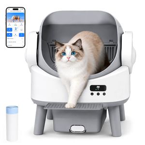 Advwin 90L Self Cleaning Litter Box Open Top Automatic Litter Box with Litter Mat
