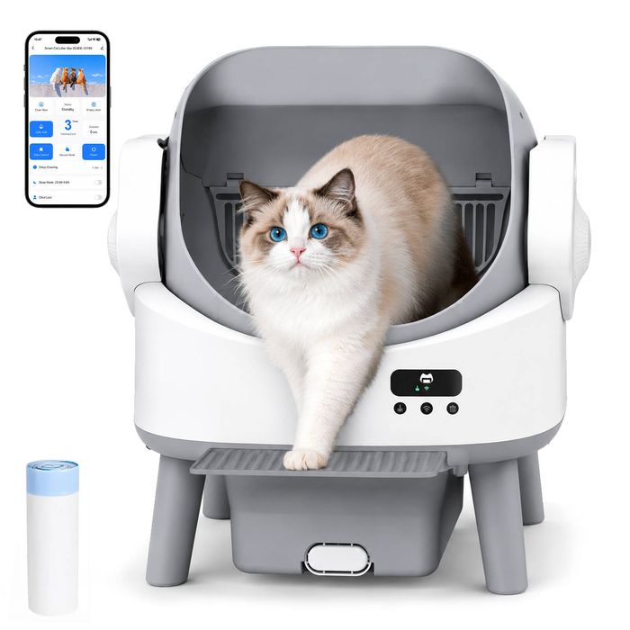 Advwin 90L Self Cleaning Litter Box Open Top Automatic Litter Box with Litter Mat