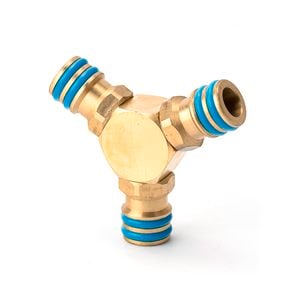 Holman 12mm 3 Way Brass Coupling Hose Fitting Connector