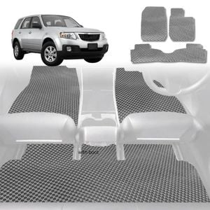6D Diamond Car Floor Mats for Mazda 2 2007-2014-Full Set-Grey-Outback GT