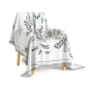 SOGA Two-seater White Sofa Cover Leaf Print 180x260cm Polyester