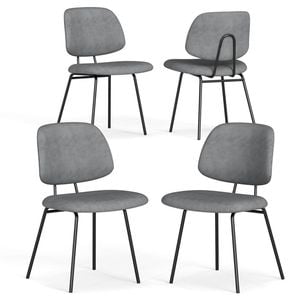 Familand Dining Chairs Set of 4 Padded Seat Kitchen Living Room Chair Corduroy in Grey
