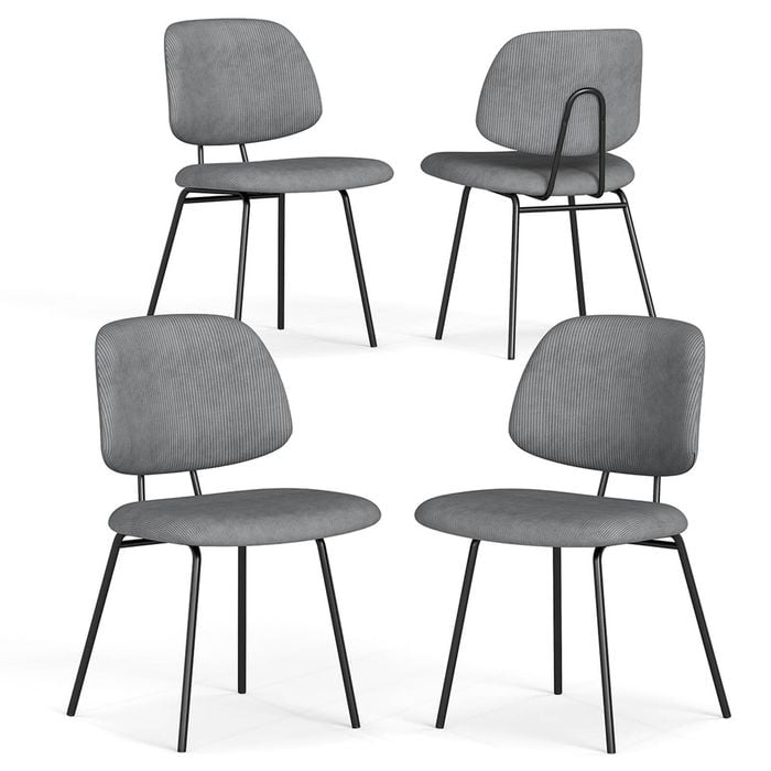 Familand Dining Chairs Set of 4 Padded Seat Kitchen Living Room Chair Corduroy in Grey