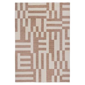 Loopsie-330cm X 240cm-kijo Beige And Cream Geometric Lines Washable Rug
