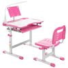 Costway Kids Study Desk&chair Set With Book Stand&led Light Pink