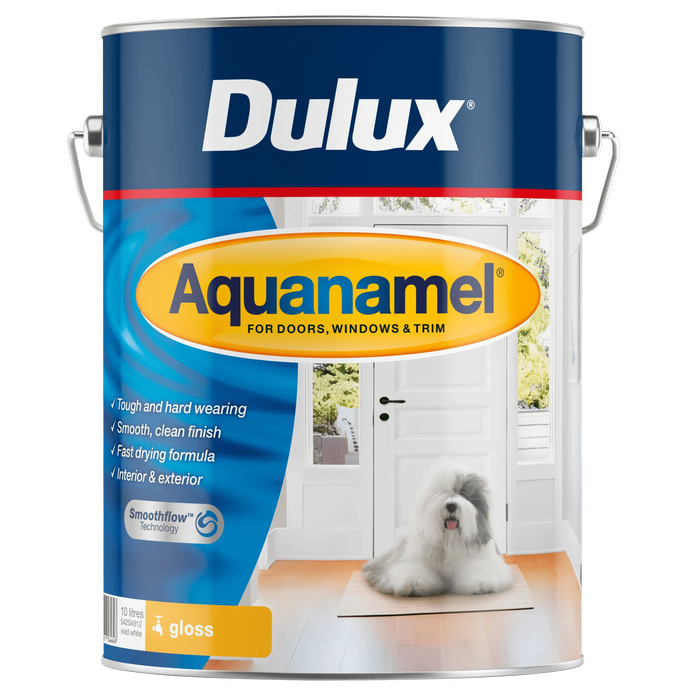 Dulux 10L Gloss Vivid White Aquanamel Enamel Paint