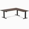 Desky L-Shape Sit to Stand Dark Walnut Rubberwood Desk 1800x750x1750x600mm Matte Black Leg