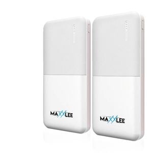Maxxlee 2x WHITE 10000mAh Power Bank Dual USB External Portable Battery Charger iPhone Android Mobile