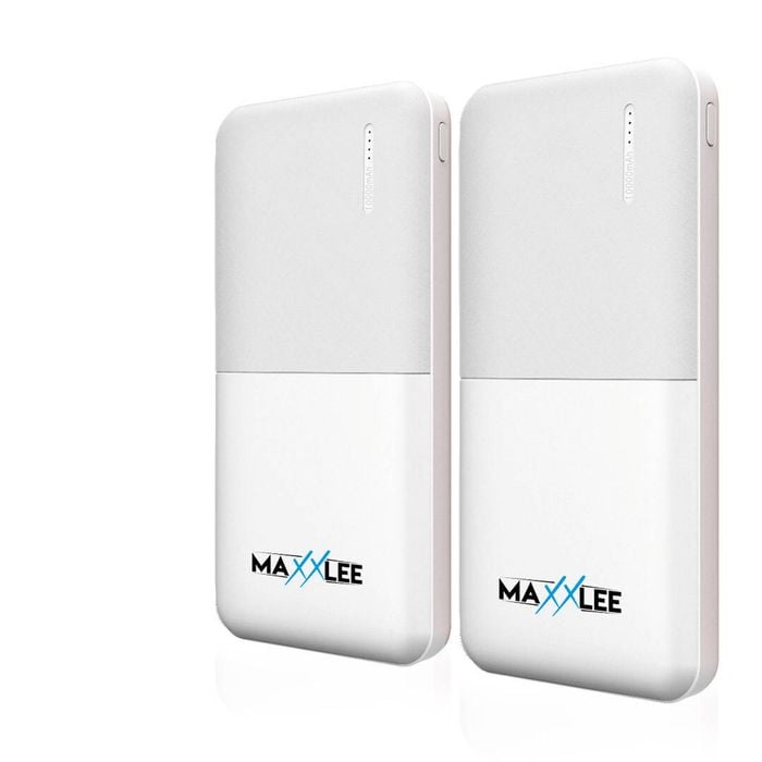Maxxlee 2x WHITE 10000mAh Power Bank Dual USB External Portable Battery Charger iPhone Android Mobile