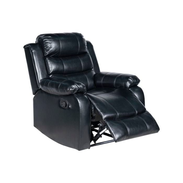 1 Seater Seater Finest Black Leatherette Recliner Feature Console LED Light Ultra Cushioned
