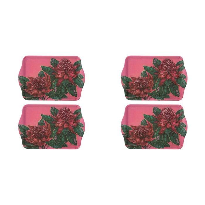 2x 2pc Ashdene Native Flora Waratah Serving Platter Scatter Tray
