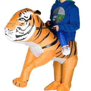 Inflatable Kids Piggyback Ride On Tiger Costume - One Size