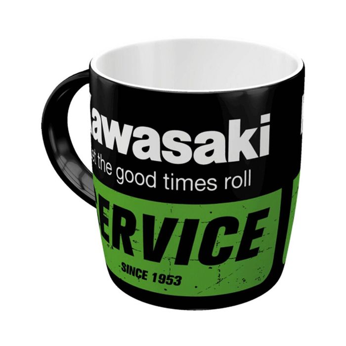 Nostalgic-art Ceramic Mug Kawasaki Service Retro Design 9x9cm Black