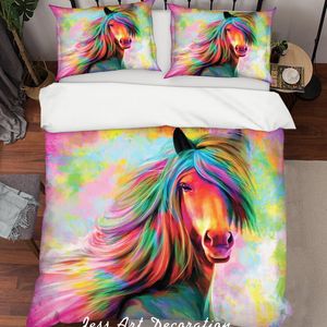 3D Colorful Horse Quilt Cover Set Bedding Set Duvet Cover Pillowcases SF124