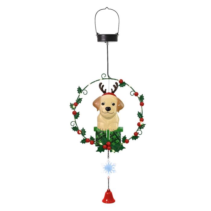 Click 72cm Puppy Wreath Light Up Wind Chime