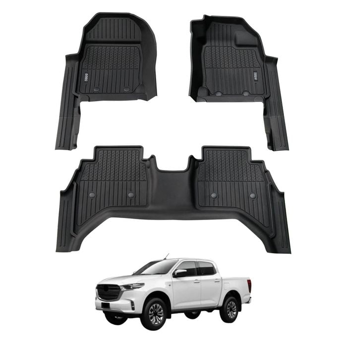 AUSGO 7D Injection Car Floor Mats for Mazda BT-50 BT50 Dual Cab 2020-Onwards All-Weather Floor Liners