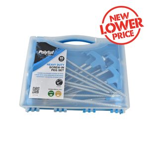 Polytuf 220mm Heavy Duty Screw In Peg - 15 Pack