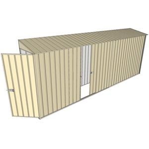 Build-a-Shed 0.8 x 5.2 x 2m Single Hinged Door Skillion Shed with Single Sliding Side Door - Cream
