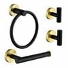 P&p Black Bathroom Hardware Set Stainless Steel Towel Rack Hooks Toilet Holder Set