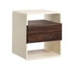 Oikiture Bedside Table Side Nightstand With Drawer Storage Shelf Retro-Modern