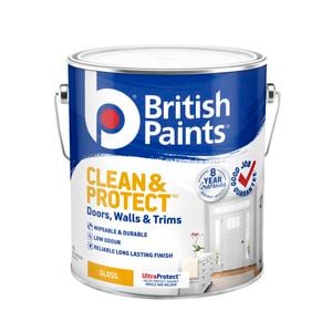 British Paints White Gloss Clean And Protect Interior Paint - 4L