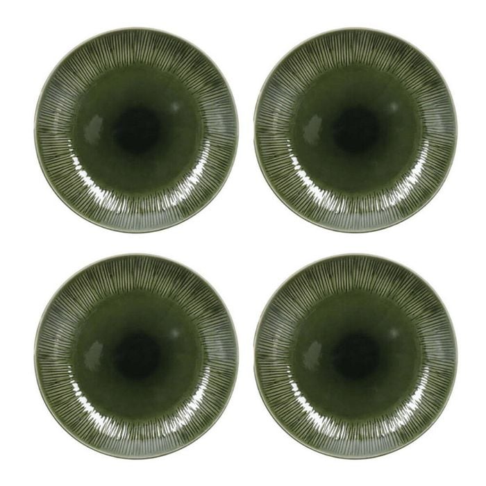 4pc Mikasa Jardin Stoneware Dinner Plate Set, 27cm - Green