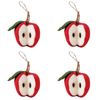 4PK Urban Apple Hanging Christmas Tree Decoration 13cm Red Assorted