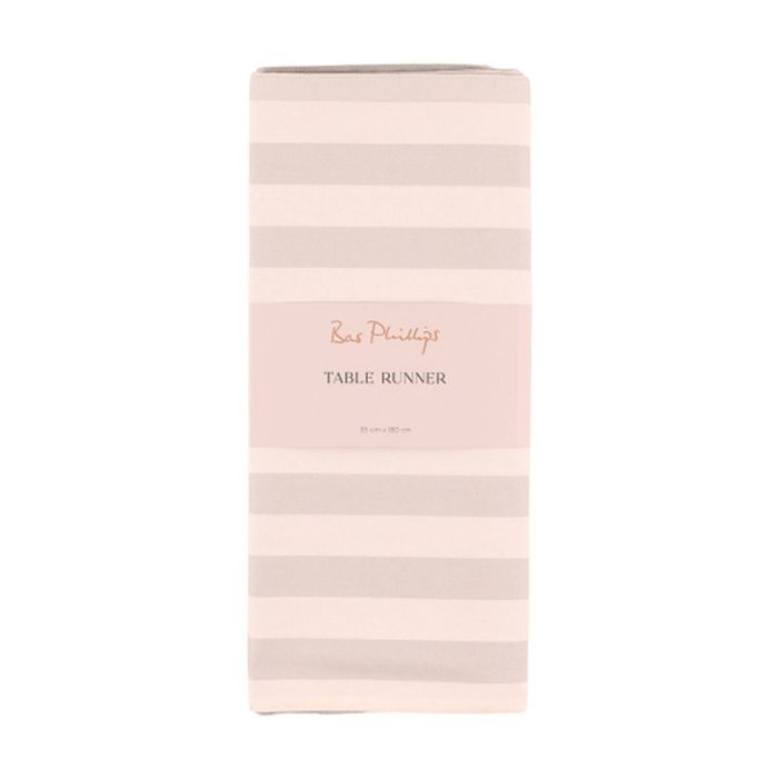 Bas Phillips Printed Linen Looks Table Runner Natural Stripes MED 35x180cm