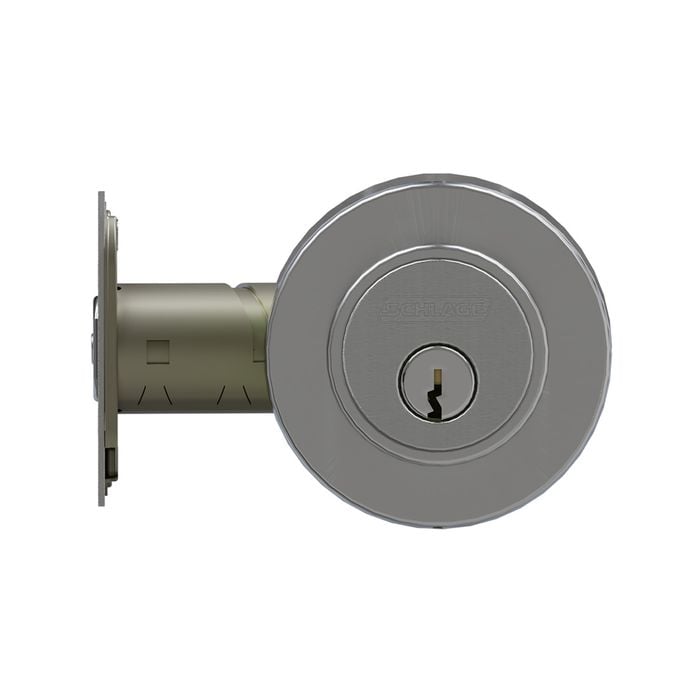 Schlage Chrome Satin Plate Round Double Cylinder Deadbolt 