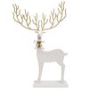 LVD Wooden Mystical Reindeer Sculpture Christmas Decoration Large White/Gold