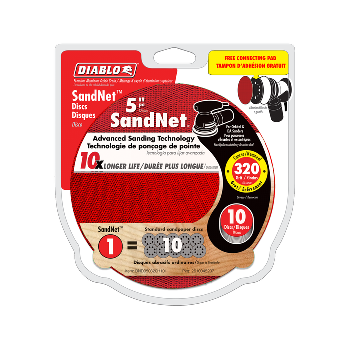 Diablo 125mm 320 Grit Orbital SandNet Discs - 10 Pack