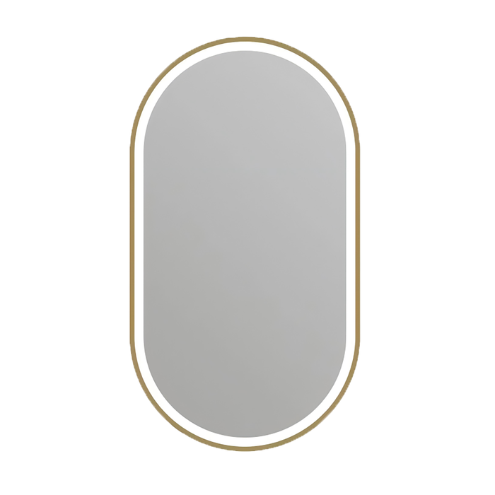 Barelli Signature 1200 x 600mm Brushed Brass Framed Pill LED Mirror Front-Lit