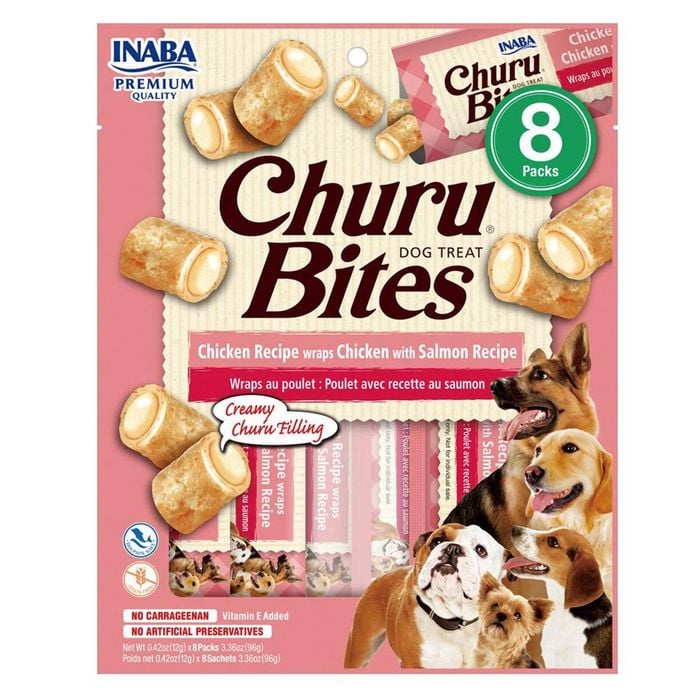 Inaba Churu Bites Chicken Wraps With Salmon Dog Treats 6 X 96g