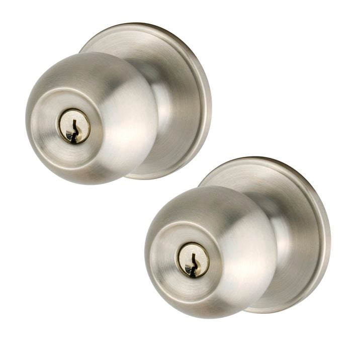 Ikonic Stainless Steel Two Entrance Knob Sets Keyed Alike