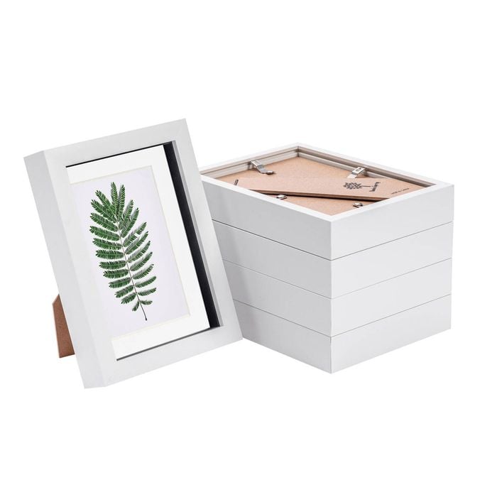 Nicola Spring 5 Piece 5 X 7" 3d Shadow Box Photo Frame Set - Craft Display Picture Frame With 4 X 6" Mount - White