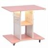 Advwin LED Gaming Desk w/ Power Outlets Rolling Computer Desk w/ Pegboards Pink