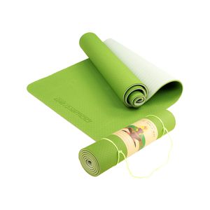 Powertrain 8mm Thick TPE Yoga Mat Non-Slip Home Gym Fitness Exercise Pilates Workout Mat with Carry Strap - Green